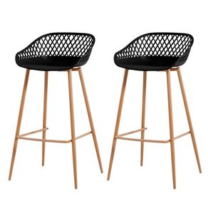 Kit 2 Banquetas Monaco Clarice Alta Fratini 96 cm -altura- em Polipropileno Preto Base em Aco